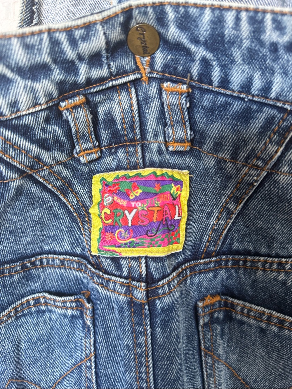 Vintage Crystal 90s Embellished Denim Detachable Overall Skirt 11/12 - Picture 7 of 10